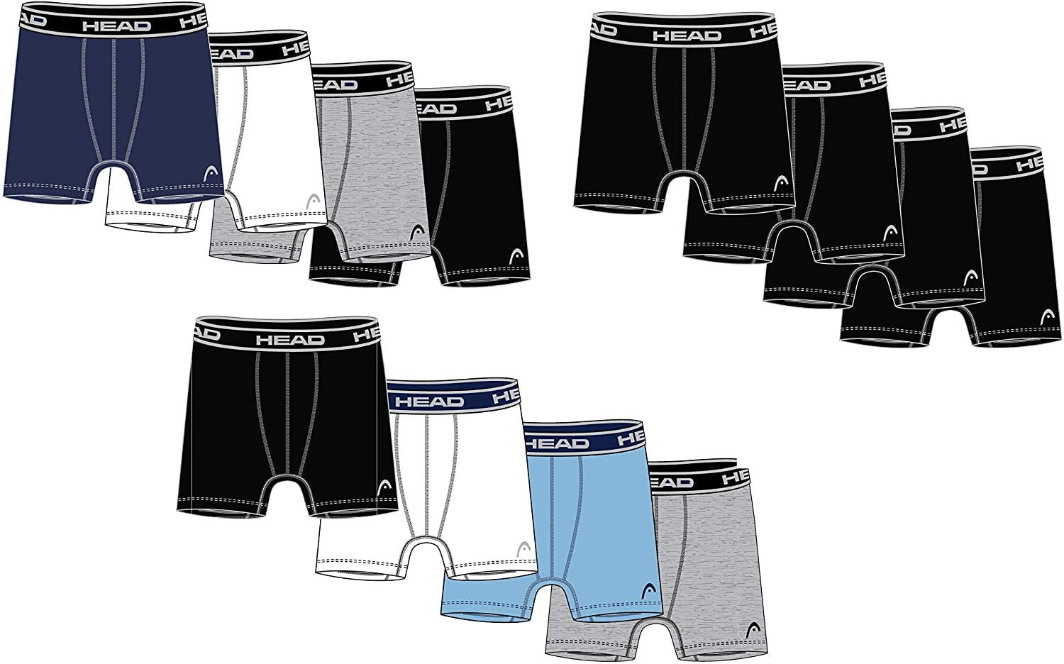 HEAD Mens Performance Boxer Briefs - 12-Pack Athletic Fit Breathable  Tagless Underwear