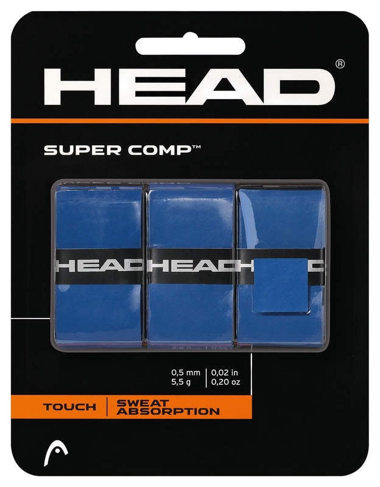 HEAD Super Comp Overgrip - Pack with Finishing Tape, Blue, Ideal for any Racquet Sport