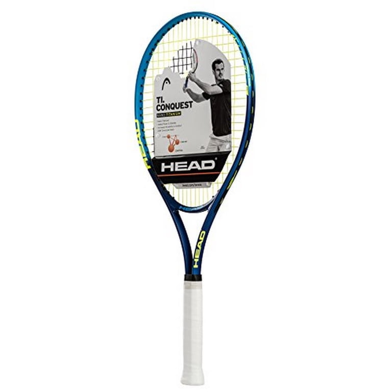 Raquette De Tennis HEAD Ti Conquest – Taille 4 3/8 – Nano Titane – Jaune Néon Et Bleu – Occasion