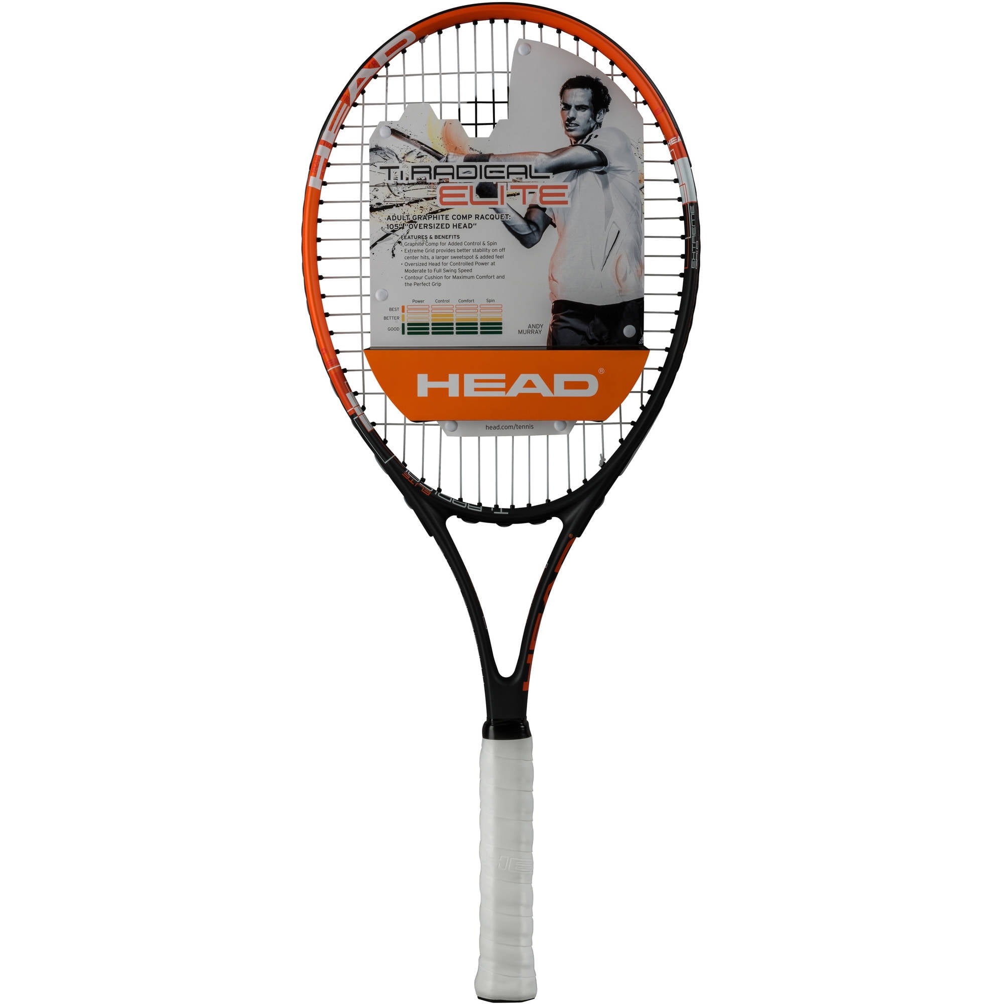 Vader apotheker liefde HEAD Ti. Radical Elite Tennis Racquet, 105 Sq. in. Head Size, 9.3 Ounces,  Black/Red - Walmart.com