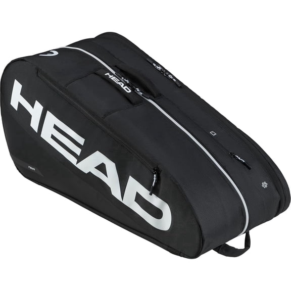 HEAD Tour Racquet Bag L (9R) Tennis Bag - Holds Up to 9 Racquets, CCT+ Climate Control Technology, 2 Main Compartments, Shoe Pocket & Backpack Carry System, Black