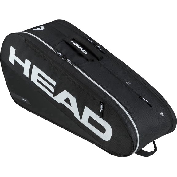 HEAD Tour Racquet Bag M (6R) Tennis Bag - Holds Up to 6 Racquets, CCT+ Climate Control Technology, 2 Main Compartments, Shoe Pocket & Backpack Carry System, Black