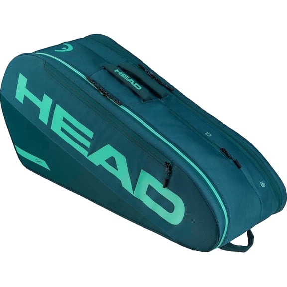 HEAD Tour Racquet Bag M (6R) Tennis Bag - Holds Up to 6 Racquets, CCT+ Climate Control Technology, 2 Main Compartments, Shoe Pocket & Backpack Carry System, Green