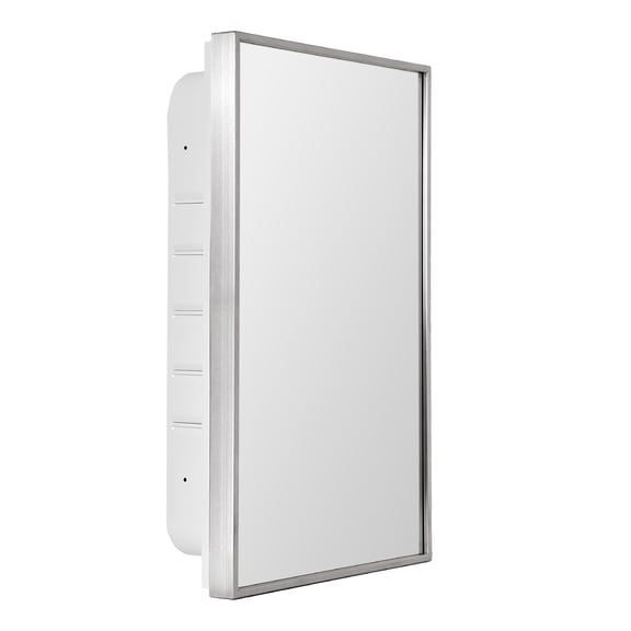 HEAD WEST Brushed Chrome Recessed Medicine Cabinet Mirror - 16" x 26"
