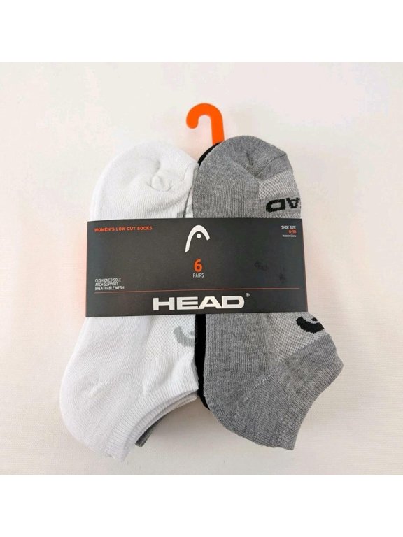 Womens Socks Low Cut 6 Pairs Size 6-10 White Grey Black Cushioned