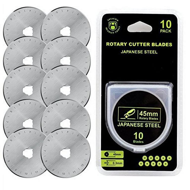 HEADLEY TOOLS 45mm Rotary Cutter Blades 10 Pack Fits Olfa, Fiskars,  Replacement Rotary Blade for Arts Crafts Quilting Scrapbooking Sewing,  Sharp and