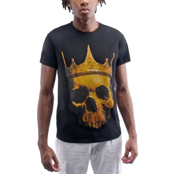 HEADS OR TAILS Men's Crown Skull Stone Tee, Black, M