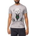 thumbnail image 1 of HEADS OR TAILS Mens Rhinestone Tee Seated Bear With Green Crown, Grey, L, 1 of 4