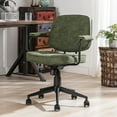 thumbnail image 1 of HEAH-YO Modern Armless Desk Chairs Set of 1, Swivel Computer Task Chair with Wheels and Armrests, PU Leather Adjustable Office Chair with Backrest for Home Base, Green, 1 of 15