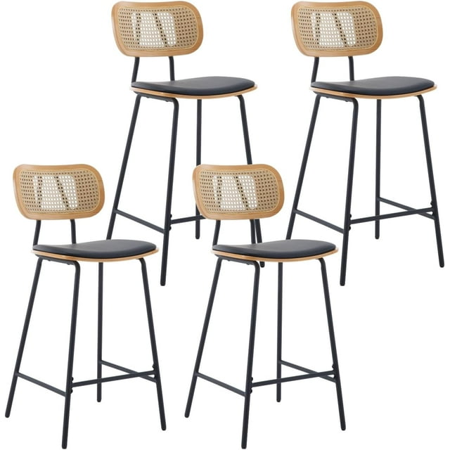 HEAHYO Rattan Counter Stools Set of 4, 26 Inches Counter Height Bar