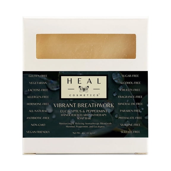 HEAL Cosmetics Vibrant Breathwork Eucalyptus  Peppermint Handcrafted Aromatherapy Soap Bar