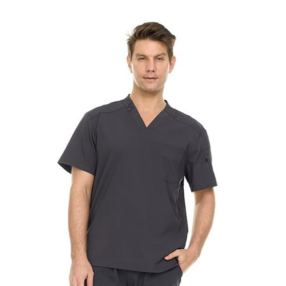 HEAL WEAR Men's V-Neck Multi-Pocket Scrub Top with Sleeve Zipper – Professional Clinical Uniform