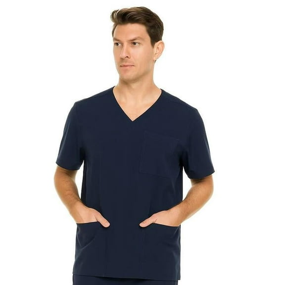 HEAL WEAR Men's V-Neck Scrub Top with Multiple Pockets – Classic Fit Medical Uniform Shirt for Clinical, Nursing