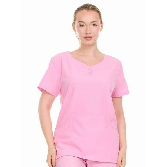 HEAL WEAR Modern Women's V-Neck Scrub Top Breathable 4-Way Stretch with Multi-Pocket Utility Design