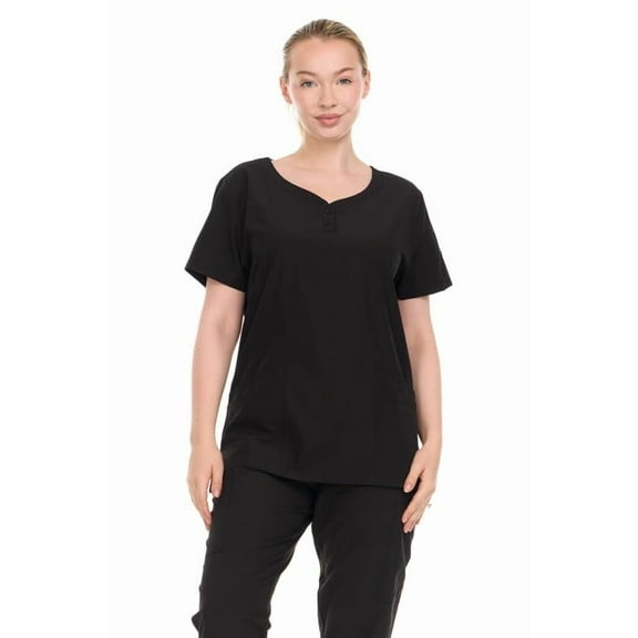 HEAL WEAR Modern Women's V-Neck Scrub Top Breathable 4-Way Stretch with Multi-Pocket Utility Design