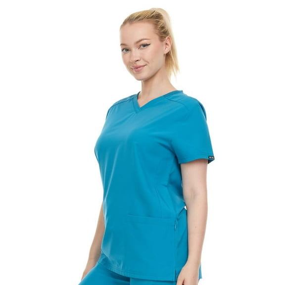 HEAL WEAR Modern Women's V-Neck Scrub Top Breathable 4-Way Stretch with Multi-Pocket Utility Design