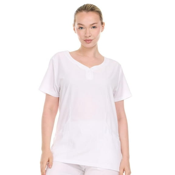 HEAL WEAR Modern Women's V-Neck Scrub Top Breathable 4-Way Stretch with Multi-Pocket Utility Design