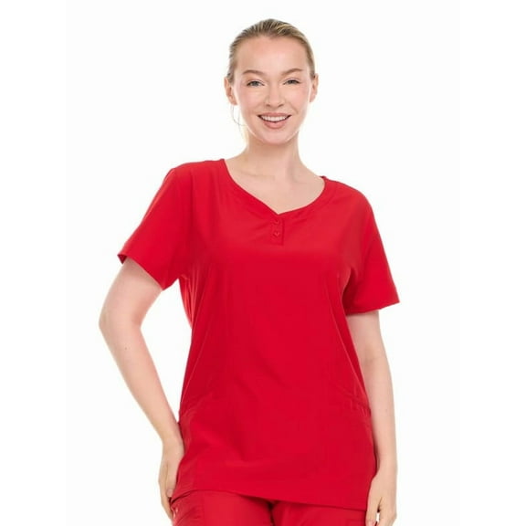 HEAL WEAR Modern Women's V-Neck Scrub Top Breathable 4-Way Stretch with Multi-Pocket Utility Design