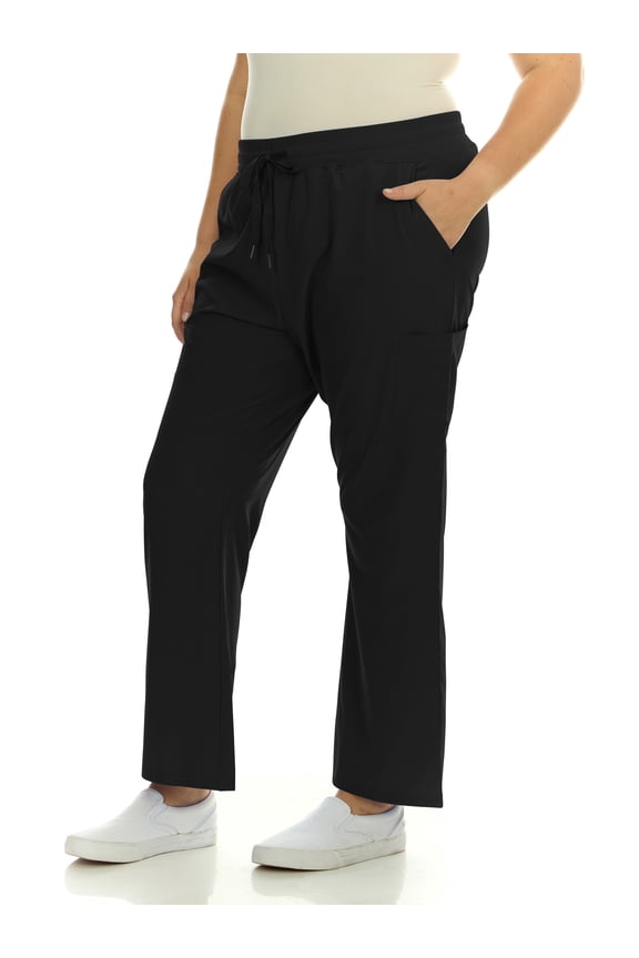 HEAL+WEAR Plus Size Women’s Clinical Scrub Pants with Elastic Waistband & Cargo Pockets 4-Way Stretch - Straight Leg