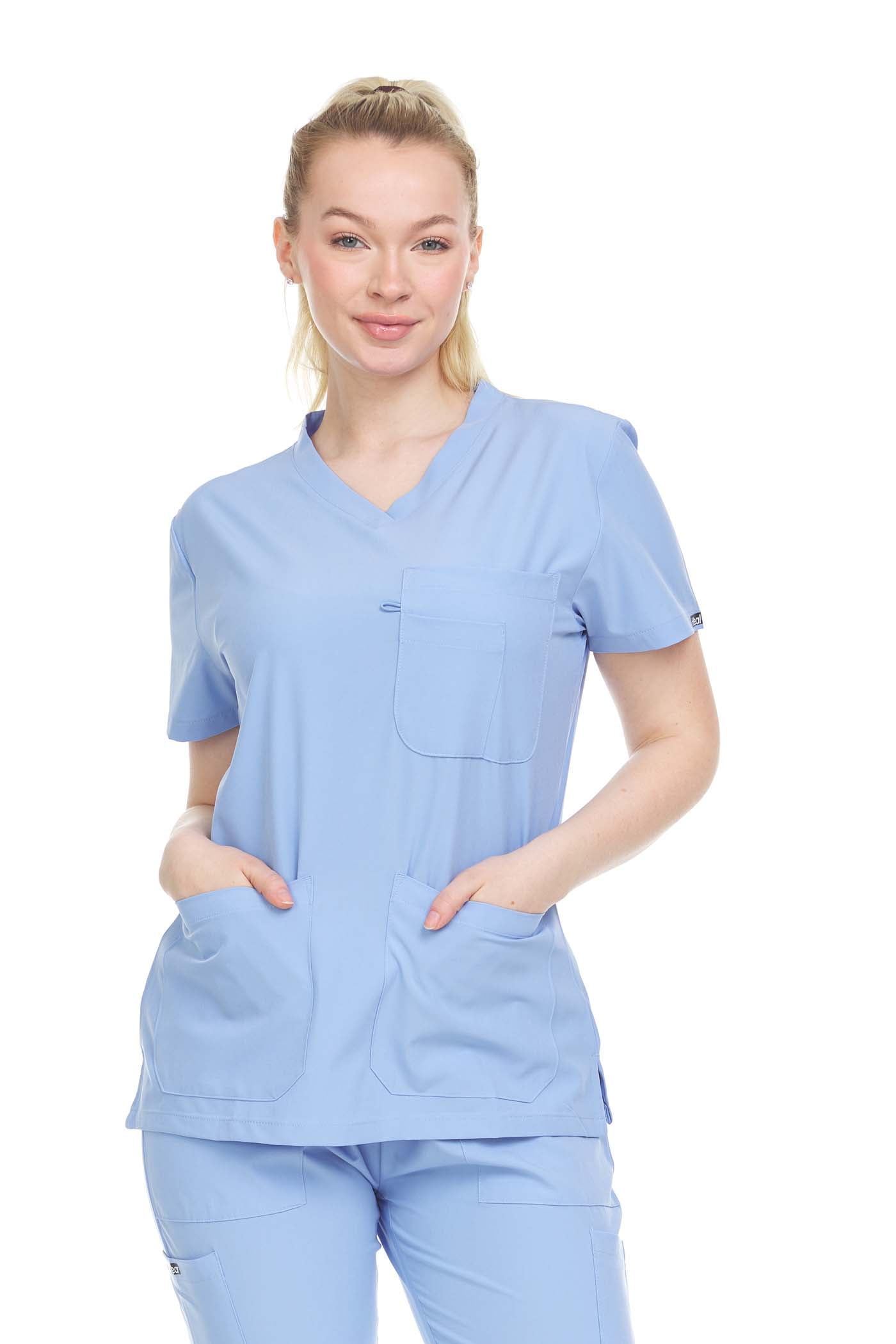 HEAL WEAR Women Scrubs Top V Neck Short Sleeve Female Medical w