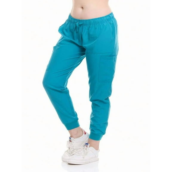 HEAL WEAR Women's Jogger Scrub Pants High Stretch Breathable,Fabric Drawstring Waist Multi-Pocket,4-Way Stretch