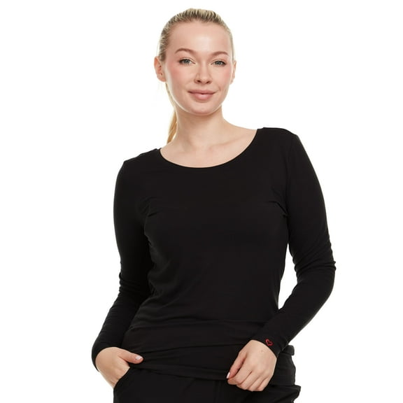 HEAL WEAR Women's Long Sleeve Underscrub Shirt Lightweight Stretch 4-Way Stretch Base Layer for Nurse Beauty Salon Workwear Clinical Scrubs Layering Tee