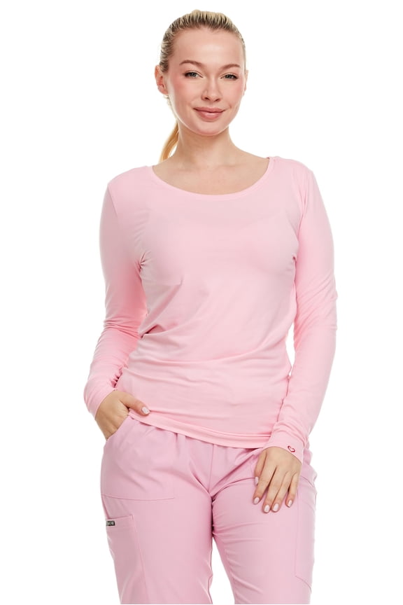 HEAL+WEAR Women's Long Sleeve Underscrub Shirt Lightweight Stretch 4-Way Stretch Base Layer for Nurse Beauty Salon Workwear Clinical Scrubs Layering Tee