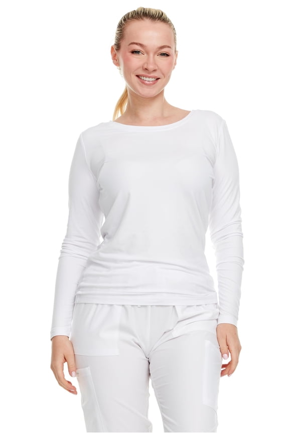 HEAL+WEAR Women's Long Sleeve Underscrub Shirt Lightweight Stretch 4-Way Stretch Base Layer for Nurse Beauty Salon Workwear Clinical Scrubs Layering Tee