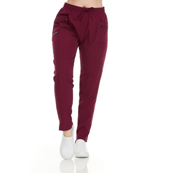 HEAL WEAR Women's Medical Scrub Pants with Multiple Functional Zipper Pockets, 4-Way Stretch Healthcare Uniforms