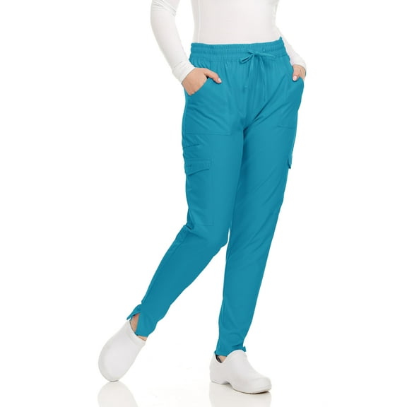 HEAL WEAR Women's Scrub Pants with Pockets Stretch Medical Workwear 4-Way Stretch Elastic Waist Nurse Uniform Bottoms