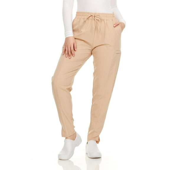 HEAL WEAR Women's Scrub Pants with Pockets Stretch Medical Workwear 4-Way Stretch Elastic Waist Nurse Uniform Bottoms