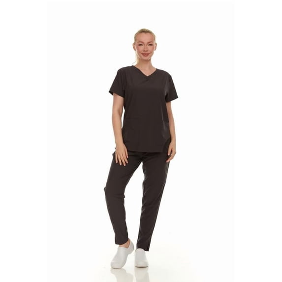HEAL+WEAR Women's Scrub Set-4-Way Stretch-Stretch V-Neck Top&Straight-Leg Pants Soft