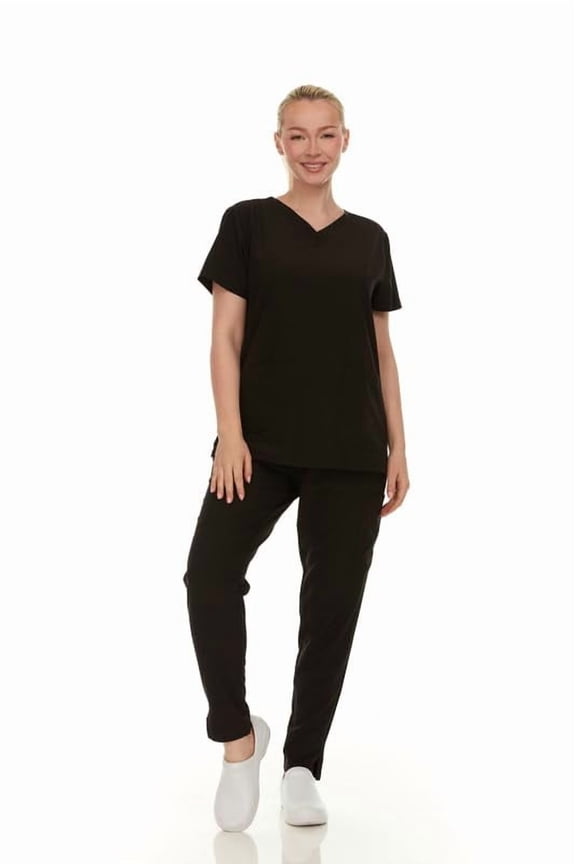 HEAL+WEAR Women's Scrub Set-4-Way Stretch-Stretch V-Neck Top&Straight-Leg Pants Soft