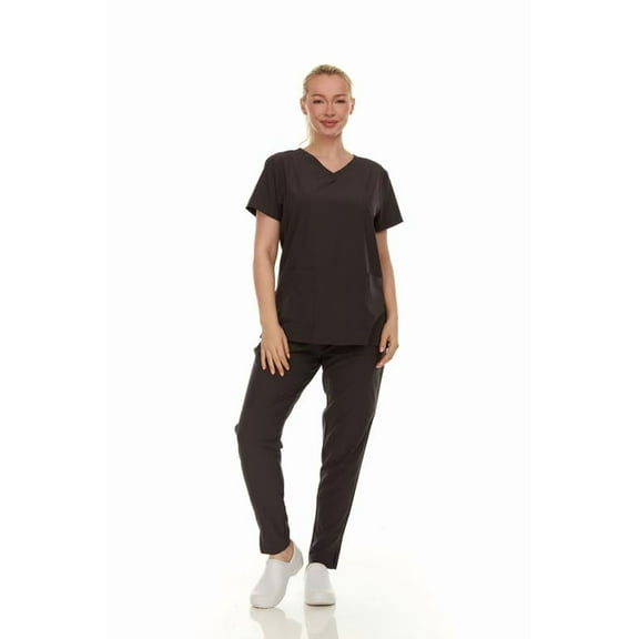 HEAL WEAR Women's Scrub Set-4-Way Stretch-Stretch V-Neck Top&Straight-Leg Pants Soft