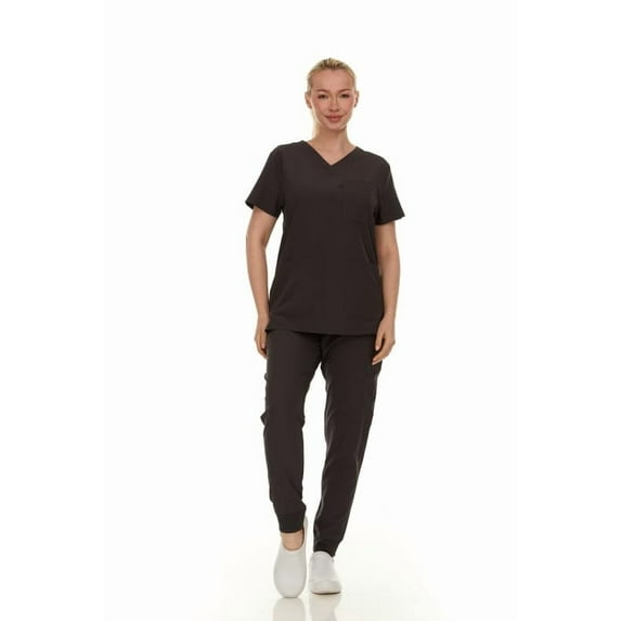 HEAL+WEAR Women's Scrub Set Stretch V-Neck Top & Pants 4-Way Stretch,Wrinkle-Resistant,Breathable Fabric