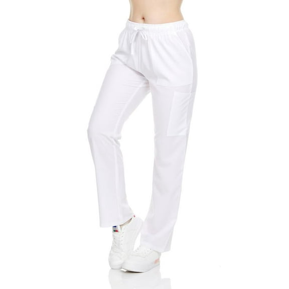 HEAL WEAR Women's Straight-Leg Scrub Pants Elastic Drawstring Waist 4-Way Stretch Wrinkle-Resistant Medical