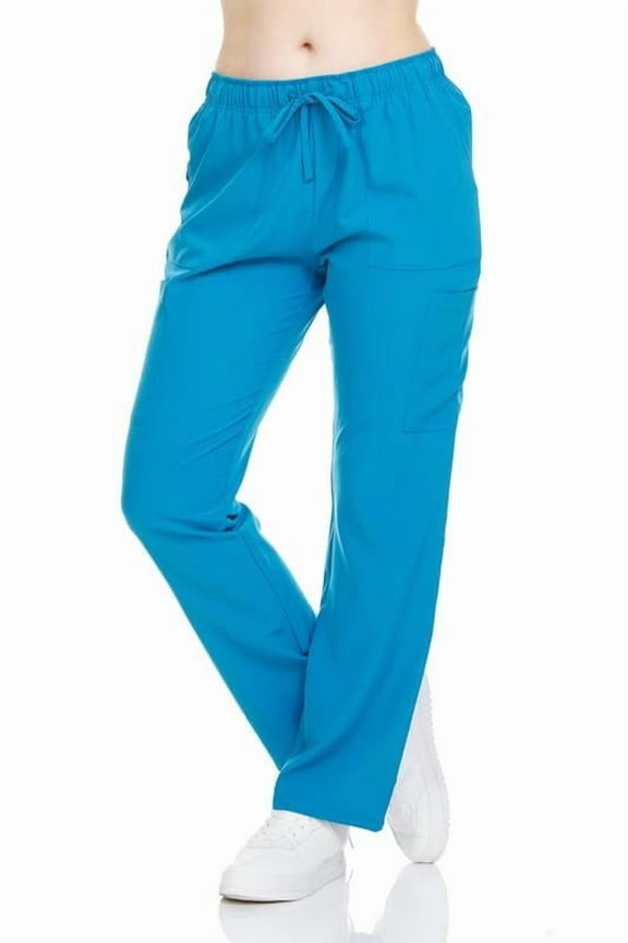 HEAL+WEAR Women's Straight-Leg Scrub Pants Elastic Drawstring Waist 4-Way Stretch Wrinkle-Resistant Medical