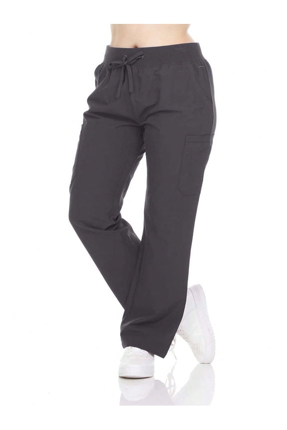 HEAL+WEAR Women's Straight-Leg Scrub Pants with Drawstring Waistband 4-Way Stretch Multi-Pocket Medical Workwear