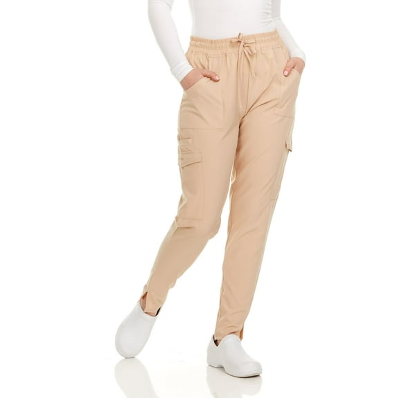 HEAL WEAR Women's Stretch Scrub Pants Tapered Fit Medical Joggers with Pockets Wrinkle-Free 4-Way Stretch