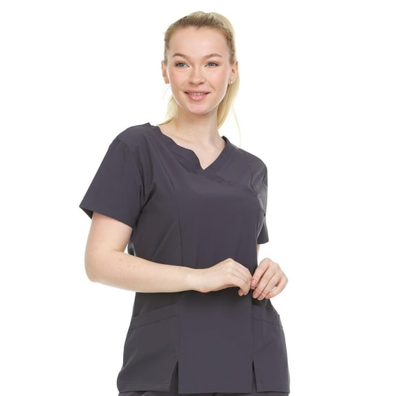 HEAL WEAR Women's V-Neck Multi-Pocket Scrub Top Soft Stretch Fabric Surgical Uniforms Doctor Nursing