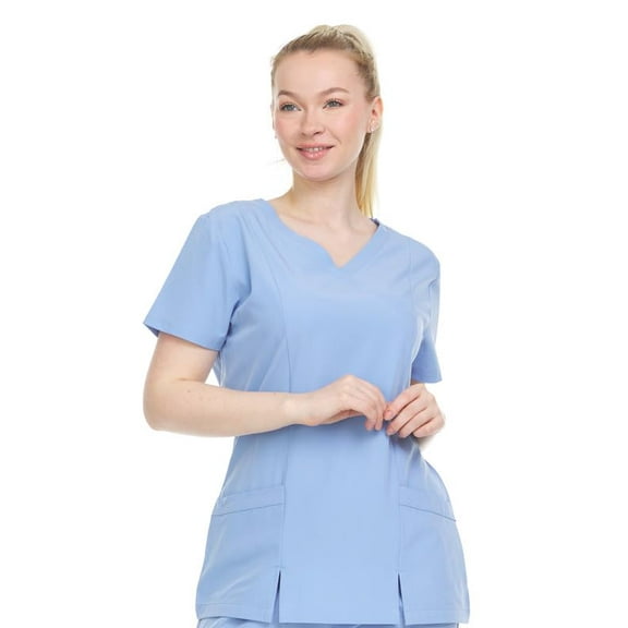 HEAL WEAR Women's V-Neck Multi-Pocket Scrub Top Soft Stretch Fabric Surgical Uniforms Doctor Nursing