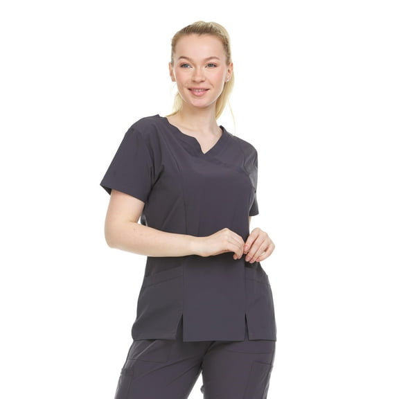 HEAL WEAR Women's V-Neck Multi-Pocket Scrub Top Soft Stretch Fabric Surgical Uniforms Doctor Nursing