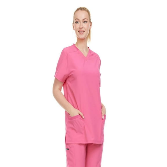 HEAL WEAR Women's V-Neck Stretch Medical Scrub Top 4-Way Stretch - Soft Breathable & Professional Fit