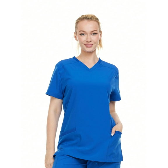 HEAL WEAR Women's V-Neck Stretch Medical Scrub Top 4-Way Stretch - Soft Breathable & Professional Fit