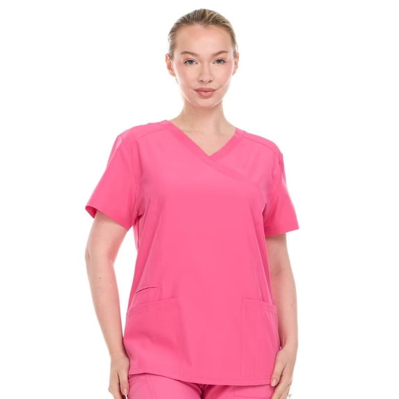 HEAL+WEAR Womens Stretch V-Neck Scrub Top 4-Way Stretch Lightweight Medical Uniform Shirt