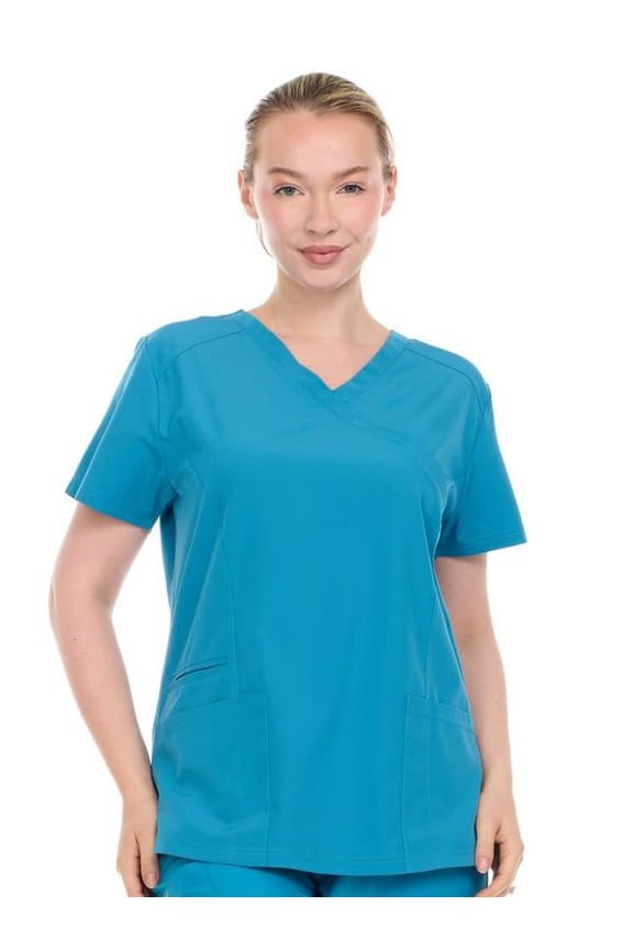 HEAL+WEAR Womens Stretch V-Neck Scrub Top 4-Way Stretch Lightweight Medical Uniform Shirt