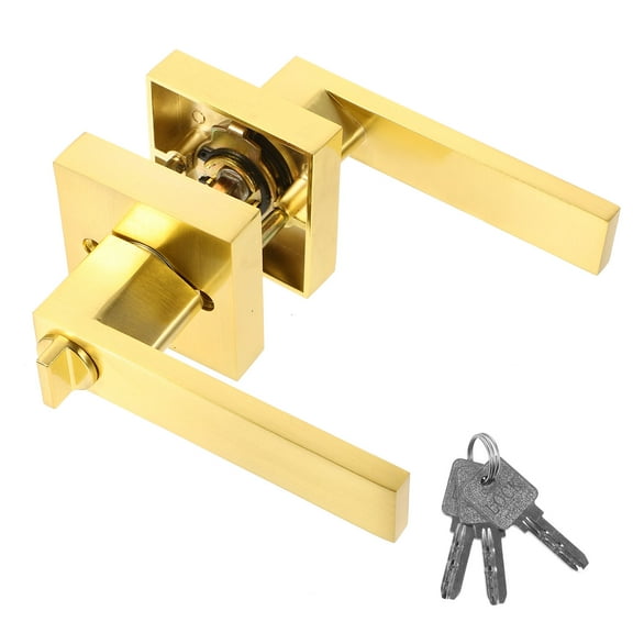 HEALEEP 1 Set Golden Square Aluminum Alloy Door Lever for Homeowners with Security Protection 11.8x5.6x2.6in