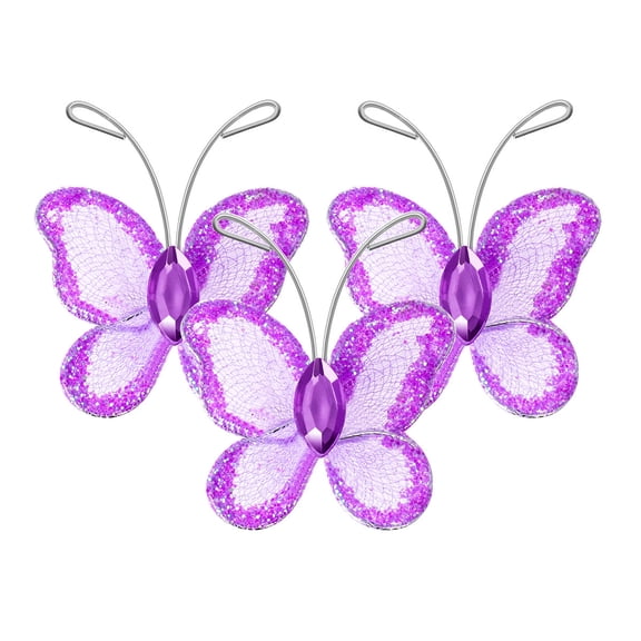 HEALEEP 100 Pcs Lilac Lace Butterfly Appliques for Sewing, Crafting, Embellishments, Mesh Fabric Decorations