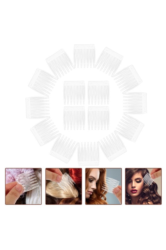 100Pcs Caps Clips Comb for Wigs and Extensions Plastic Material White Black