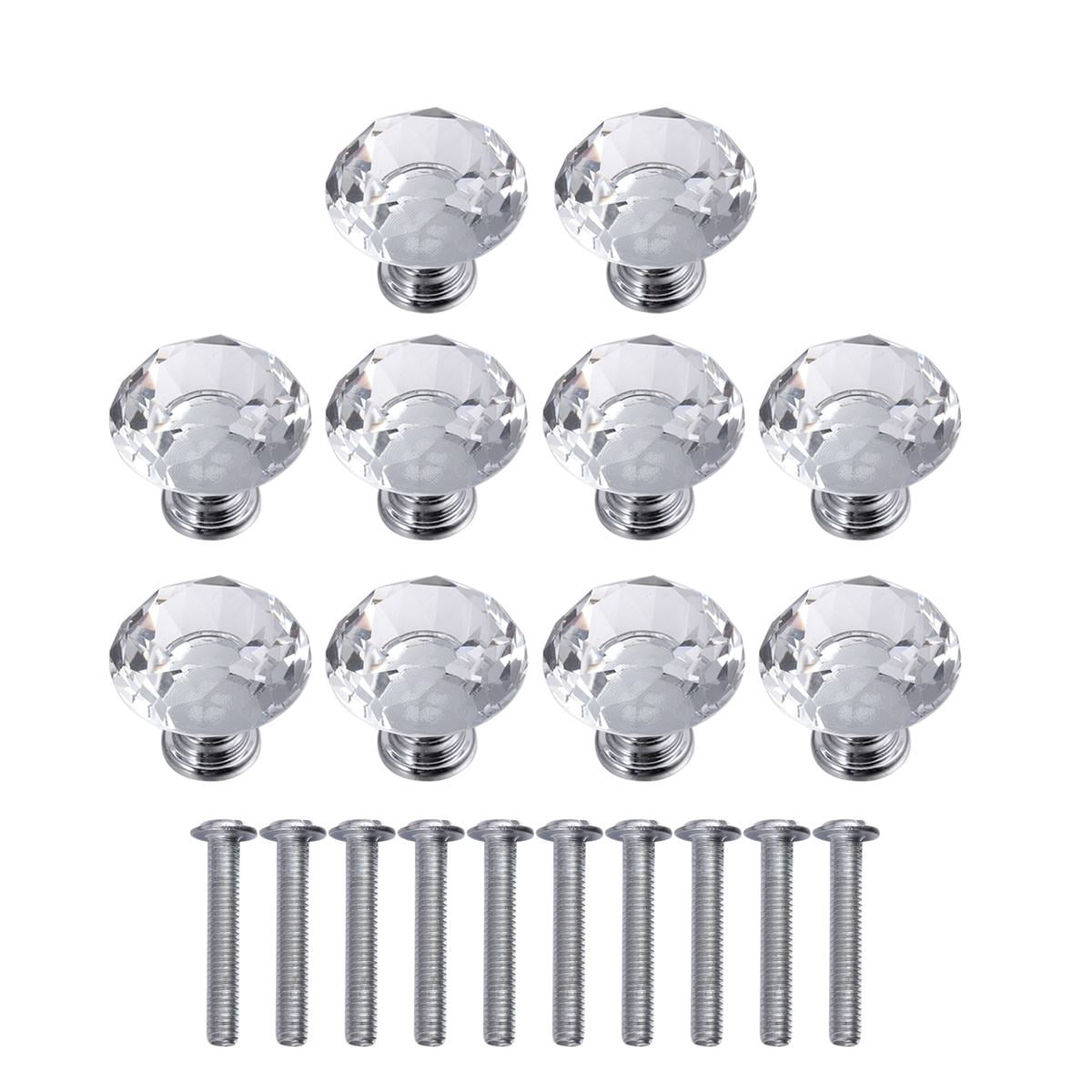 HEALEEP 10Pcs Cabinet Hardware Zinc Alloy Cabinet Knob with Transparent Material and Kitchen Cabinet Handles